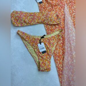 Kendall And Kylie 3 Piece Swimsuit Pink Flower Large